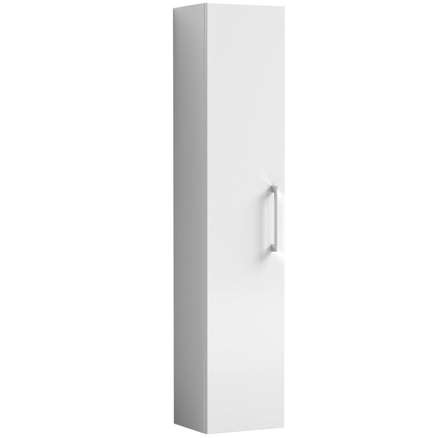 Nuie Arno 1 Door Wall Hung Tall Storage Unit W300mm Gloss White MOE161