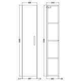 Nuie Arno 1 Door Wall Hung Tall Storage Unit W300mm Gloss White MOE161 LD