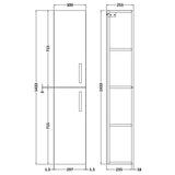 Nuie Athena 2 Door Wall Hung Tall Storage Unit W300mm Gloss White MOE162 LD