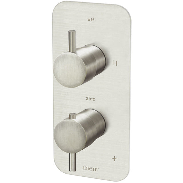 Meir 2 Outlet Thermostatic Concealed Shower Valve With Diverter - Brushed Nickel MTV22-SET-PVDBN