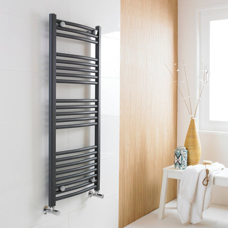 Nuie Crescent Curved Ladder Heated Towel Rail Anthracite W500mm MTY104 LS