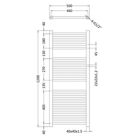 Nuie Level Square Ladder Heated Towel Rail Chrome W500mm MTY109 LD