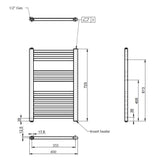 Nuie Ladder Electric Heated Towel Rail - 13 Round Rails - H720 x W400mm Chrome MTY150 LD