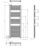 Nuie Ladder Electric Heated Towel Rail - 27 Round Rails - H1375 x W480mm Chrome MTY152 LD
