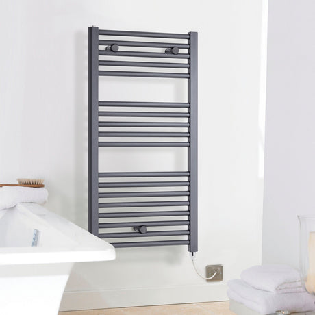 Nuie Ladder Electric Heated Towel Rail - 13 Round Rails - H720 x W400mm Anthracite MTY153 LS