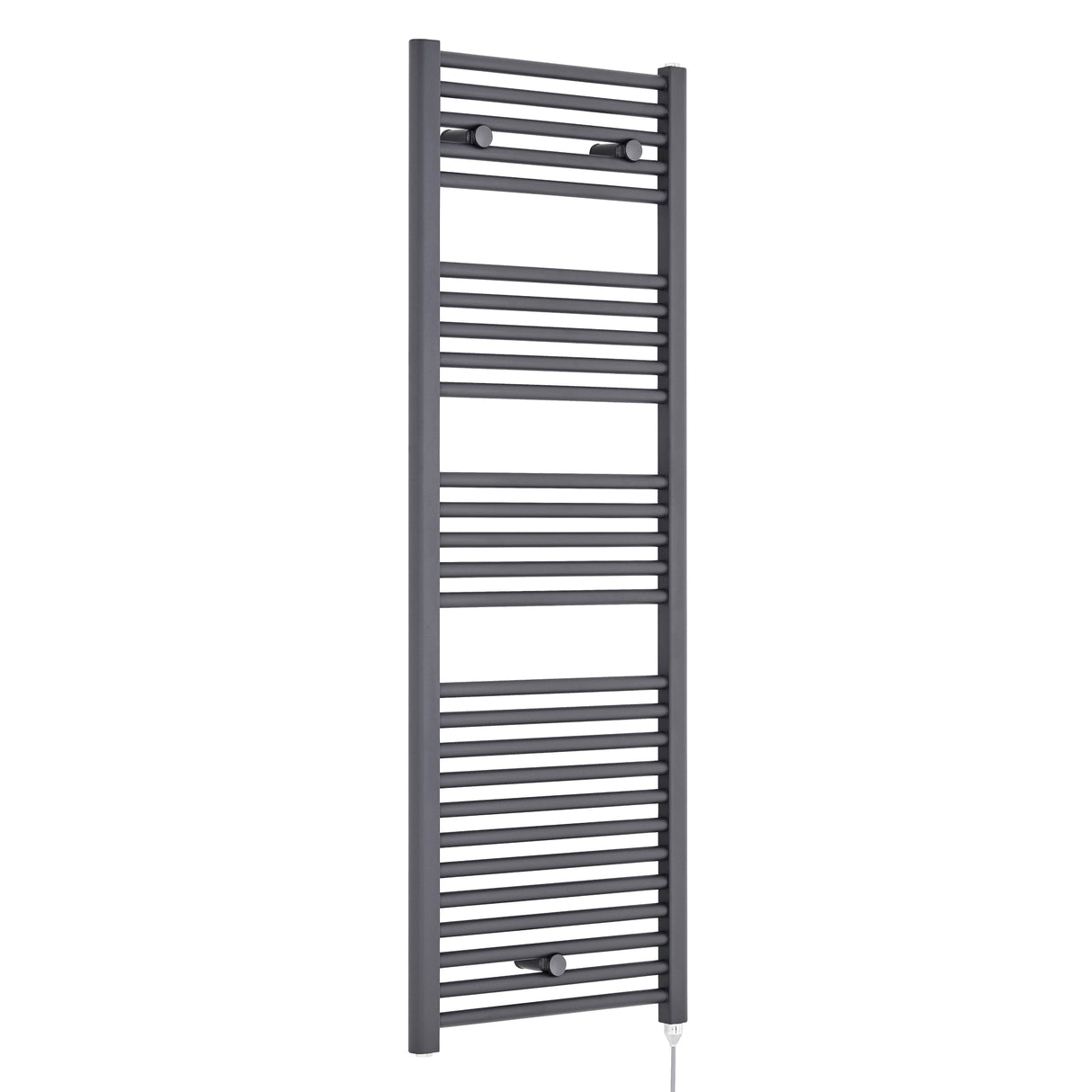 Nuie Ladder Electric Heated Towel Rail - 27 Round Rails - H1375 x W480mm Anthracite MTY155