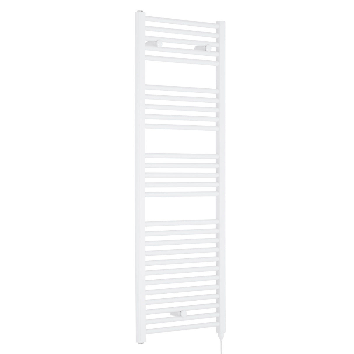 Nuie Ladder Electric Heated Towel Rail - 27 Round Rails - H1375 x W480mm Gloss White MTY158