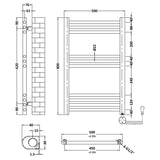 Nuie Ladder Electric Heated Towel Rail - 10 Round Rails - H800 x W500mm Chrome MTY359 LD