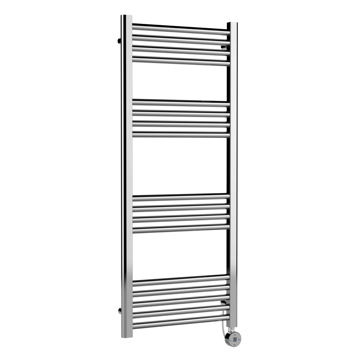 Nuie Ladder Electric Heated Towel Rail - 17 Round Rails - H1200 x W500mm Chrome MTY360