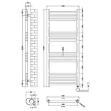 Nuie Ladder Electric Heated Towel Rail - 17 Round Rails - H1200 x W500mm Chrome MTY360 LD
