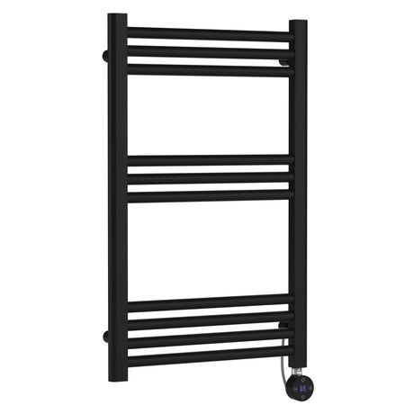 Nuie Ladder Electric Heated Towel Rail - 10 Round Rails - H800 x W500mm Matt Black MTY459