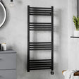 Nuie Ladder Electric Heated Towel Rail - 17 Round Rails - H1200 x W500mm Matt Black MTY460 LS1