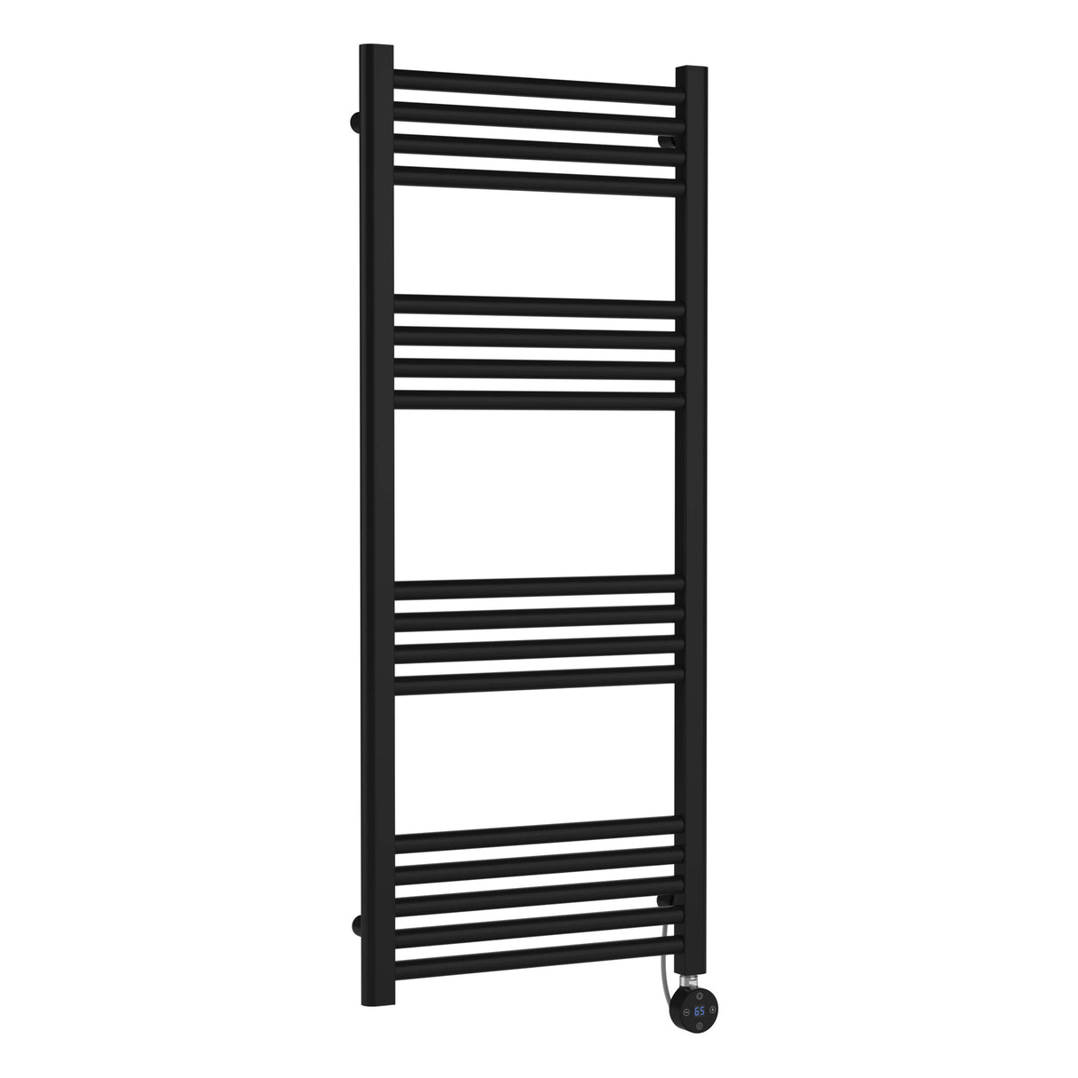 Nuie Ladder Electric Heated Towel Rail - 17 Round Rails - H1200 x W500mm Matt Black MTY460
