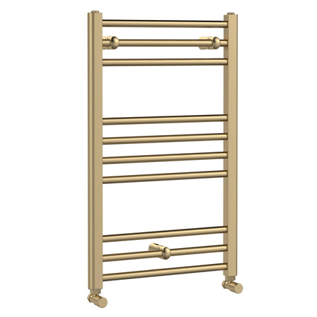 Nuie Lorica Straight Heated Towel Rail With Round Tubes Brushed Brass W500mm MTY803