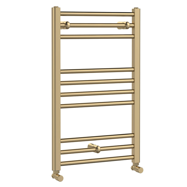 Nuie Lorica Straight Heated Towel Rail With Round Tubes Brushed Brass W500mm MTY803
