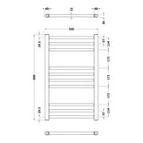 Nuie Lorica Straight Heated Towel Rail With Round Tubes Brushed Brass W500mm MTY803 LD