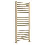 Nuie Lorica Straight Heated Towel Rail With Round Tubes Brushed Brass W500mm MTY805