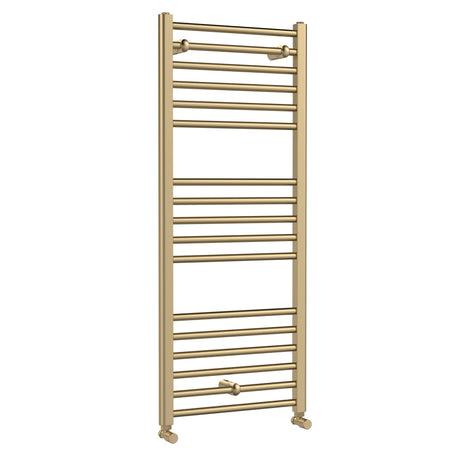 Nuie Lorica Straight Heated Towel Rail With Round Tubes Brushed Brass W500mm MTY805