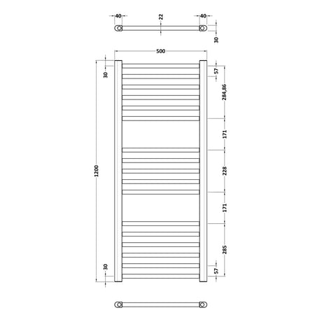 Nuie Lorica Straight Heated Towel Rail With Round Tubes Brushed Brass W500mm MTY805 LD
