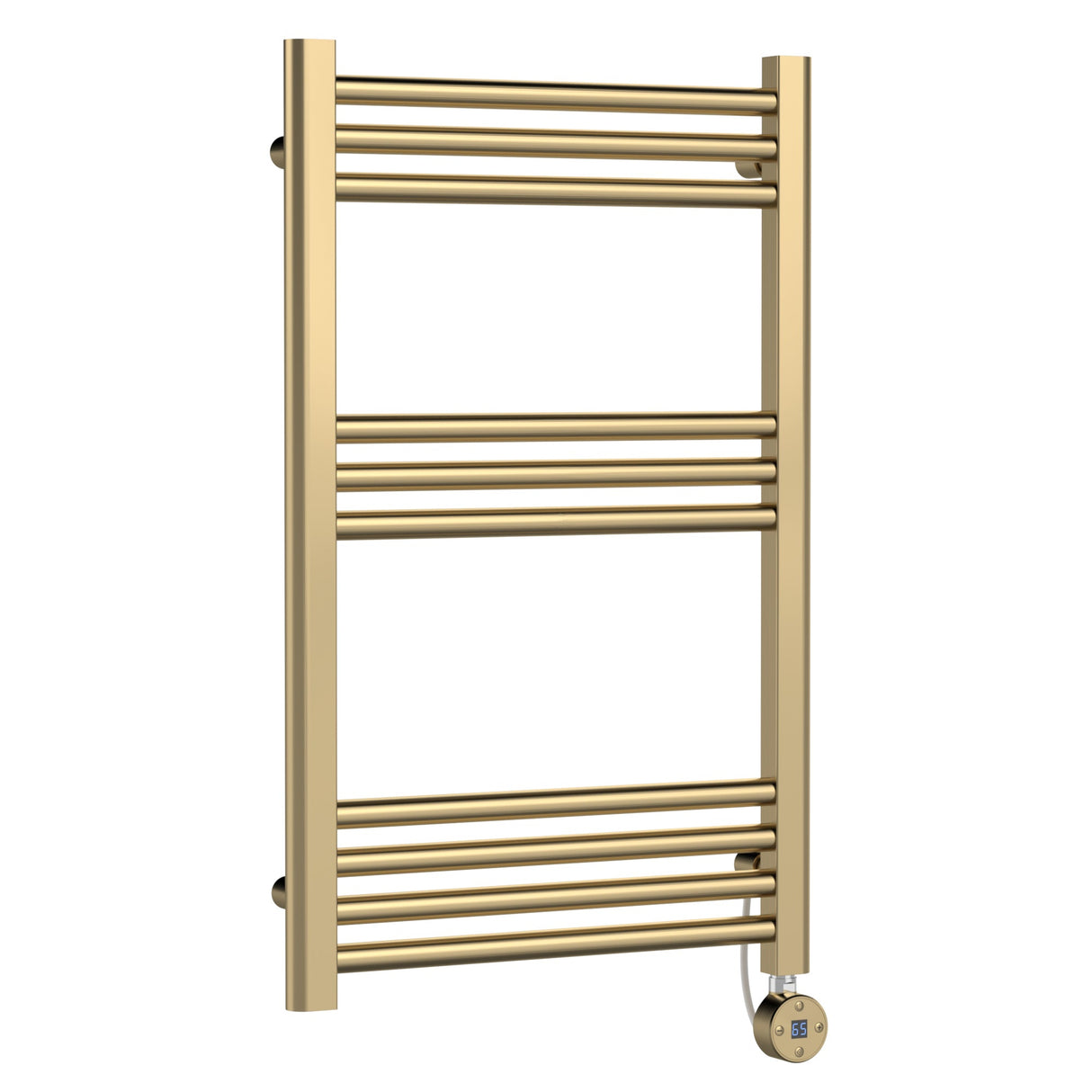 Nuie Ladder Electric Heated Towel Rail - 10 Round Rails - H800 x W500mm Brushed Brass MTY859