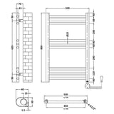 Nuie Ladder Electric Heated Towel Rail - 10 Round Rails - H800 x W500mm Brushed Brass MTY859 LD