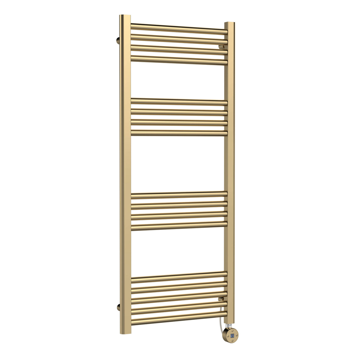 Nuie Ladder Electric Heated Towel Rail - 17 Round Rails - H1200 x W500mm Brushed Brass MTY860
