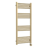 Nuie Ladder Electric Heated Towel Rail - 17 Round Rails - H1200 x W500mm Brushed Brass MTY860