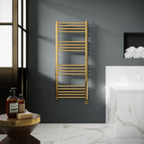 Nuie Ladder Electric Heated Towel Rail - 17 Round Rails - H1200 x W500mm Brushed Brass MTY860 LS2