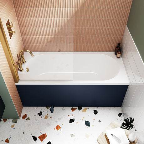 Nuie Otley Thin-Edge Round Single Ended Acrylic Bath 5'6" (1675x700mm) White NBA308 LS