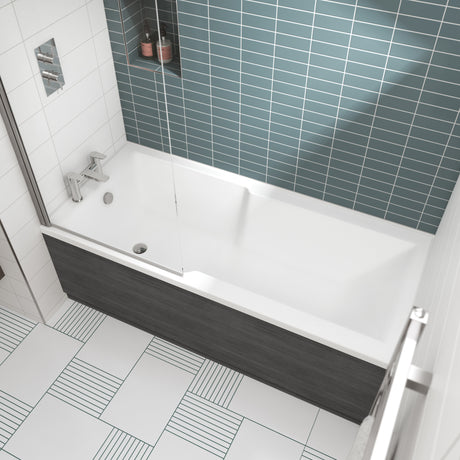 Nuie Square Single Ended Acrylic Shower Bath 1700x750mm White NBA710 LS1