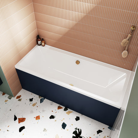 Nuie Asselby Thin-Edge Square Double Ended Acrylic Bath White NBA909 LS2