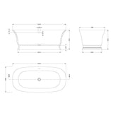 Old London Farringdon Double Ended Freestanding Bath L1555 x W740mm NBB004 LD