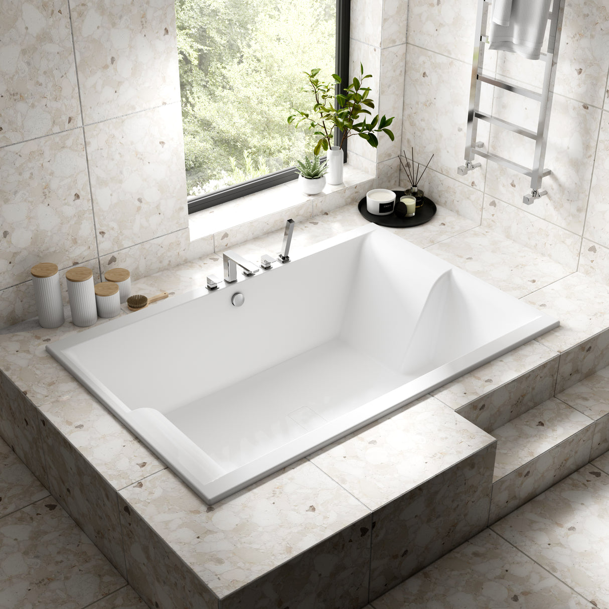Nuie Double Ended Inset Spa Bath 1800x1200mm Gloss White NBI1812 LS