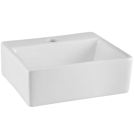 Nuie Square Countertop Mono Basin H115mm x W335mm x D295mm - 1 Tap Hole White NBV106