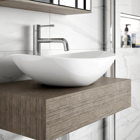 Nuie Oval Countertop Basin H155mm x W615mm x D360mm - 0 Tap Hole White NBV159 LS