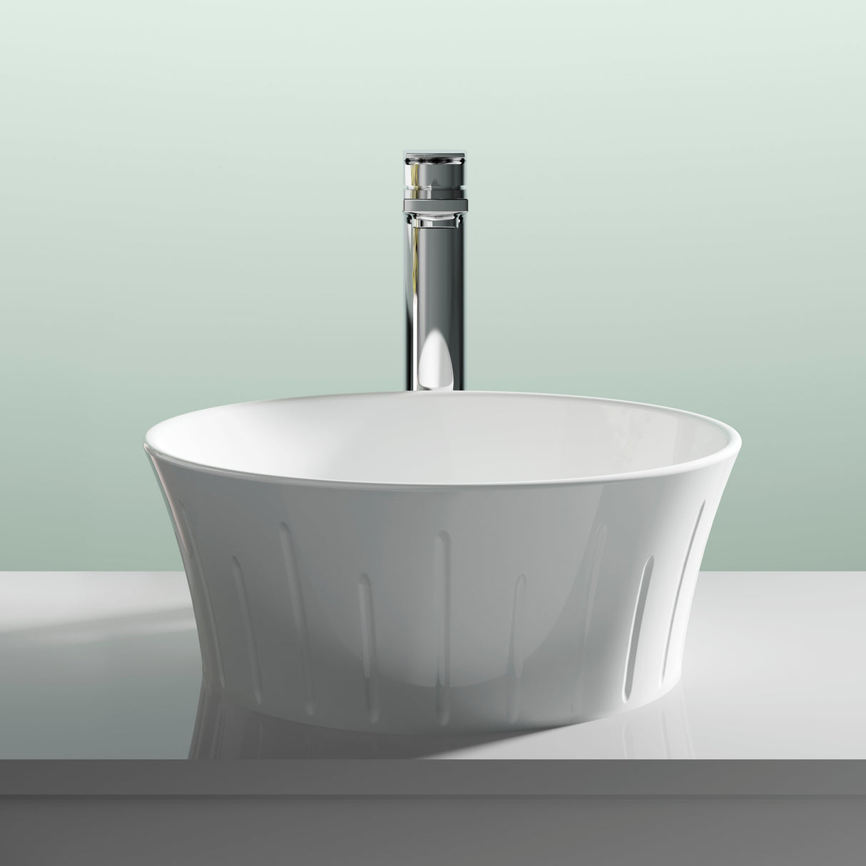 Nuie Round Countertop Basin H140mm x W360mm x D360mm - 0 Tap Hole White NBV167 LS