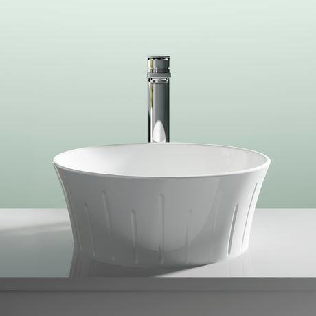 Nuie Round Countertop Basin H140mm x W360mm x D360mm - 0 Tap Hole White NBV167 LS