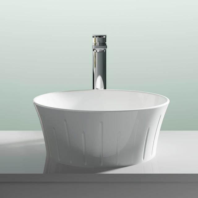 Nuie Round Countertop Basin H140mm x W360mm x D360mm - 0 Tap Hole White NBV167 LS