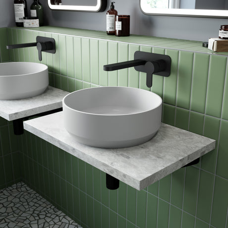 Nuie Round Countertop Basin H120mm x W350mm x D350mm - 0 Tap Hole Matt White NBV262 LS