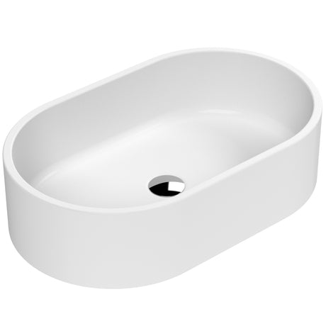 Nuie Oval Countertop Basin H145mm x W565mm x D350mm - 0 Tap Hole Matt White NBV269