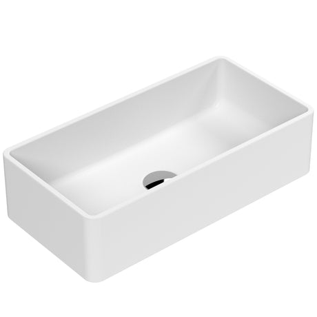 Nuie Rectangular Countertop Basin H120mm x W465mm x D235mm - 0 Tap Hole Matt White NBV280