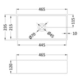 Nuie Rectangular Countertop Basin H120mm x W465mm x D235mm - 0 Tap Hole Matt White NBV280 LD