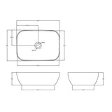 Nuie Soft Square Countertop Basin H135mm x W455mm x D325mm - 0 Tap Hole Matt Grey NBV358 LD