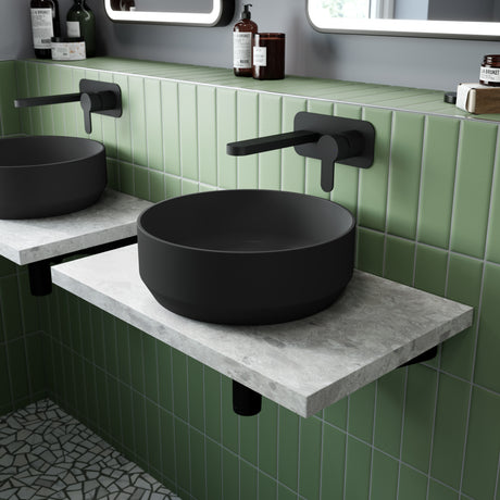 Nuie Round Countertop Basin H120mm x W350mm x D350mm - 0 Tap Hole Matt Black NBV462 LS