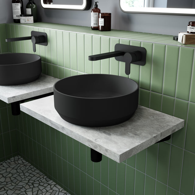 Nuie Round Countertop Basin H120mm x W350mm x D350mm - 0 Tap Hole Matt Black NBV462 LS