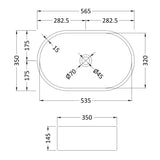 Nuie Oval Countertop Basin H145mm x W565mm x D350mm - 0 Tap Hole Matt Black NBV469 LD