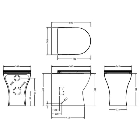 Nuie Freya Rimless Back to Wall Toilet & Soft Close Seat NCG306 LD