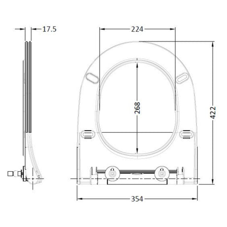 Nuie Round Sandwich Soft Close Toilet Seat with Top Fix White NCG398 LD