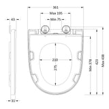 Nuie Round Wrapover Soft Close Toilet Seat with Top Fix White NCG399 LD