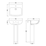 Nuie Ava Basin & Full Pedestal 545mm wide - 1 Tap Hole NCG400 LD